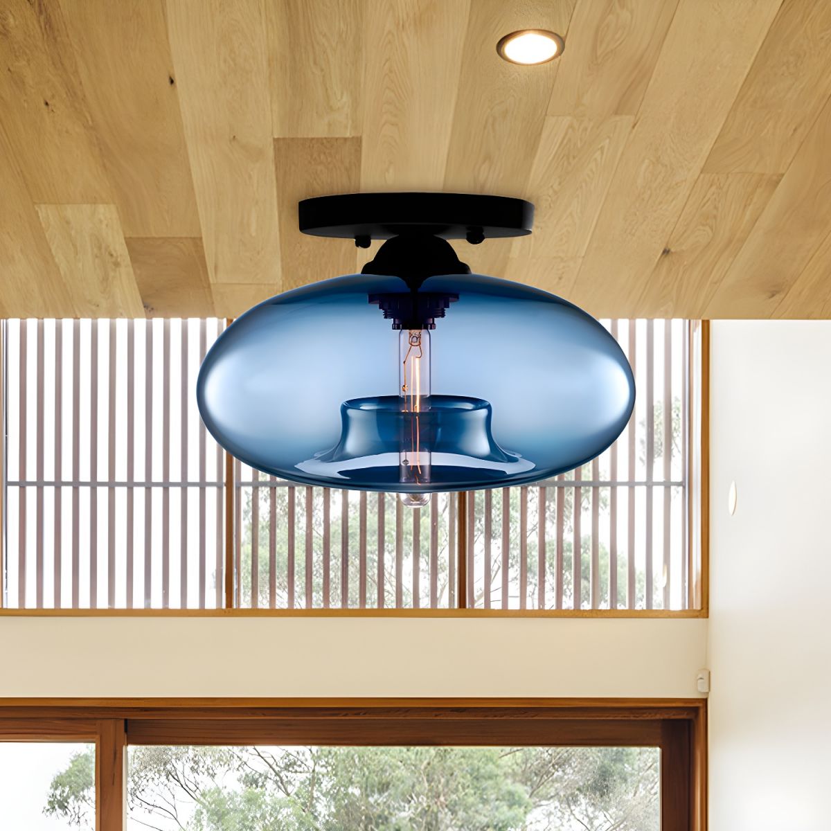 Industrial Oval Glass Shade Ceiling Light | Avelora