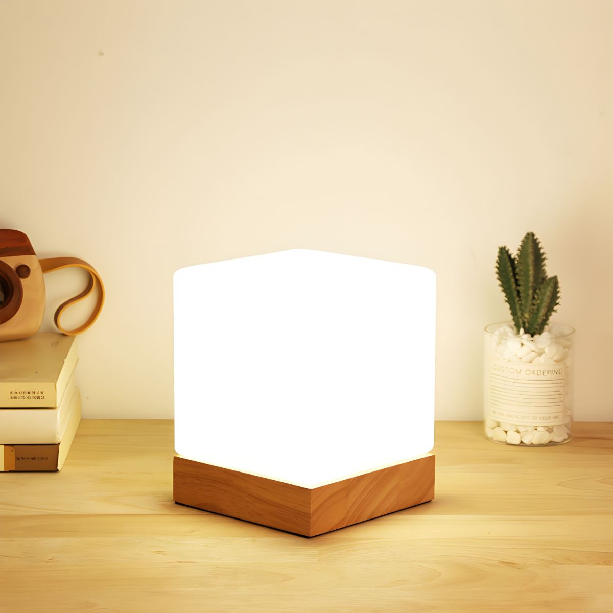 Industrial Table Lamp with Square Glass Shade | Lumetra
