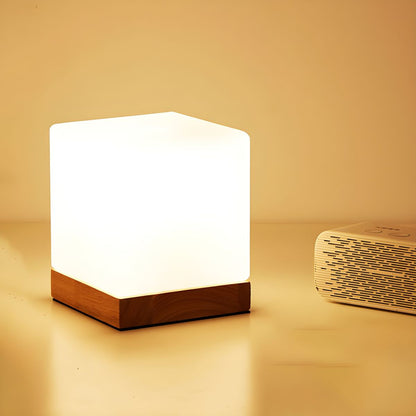 Industrial Table Lamp with Square Glass Shade | Lumetra