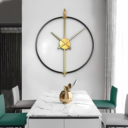 Iron Frame Vintage Style Wall Clock Black Gold Silent | Marvenco