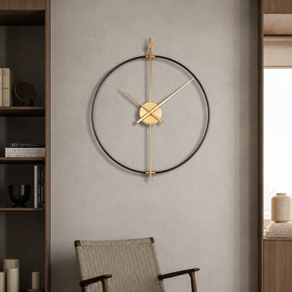 Iron Frame Vintage Style Wall Clock Black Gold Silent | Marvenco