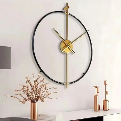 Iron Frame Vintage Style Wall Clock Black Gold Silent | Marvenco