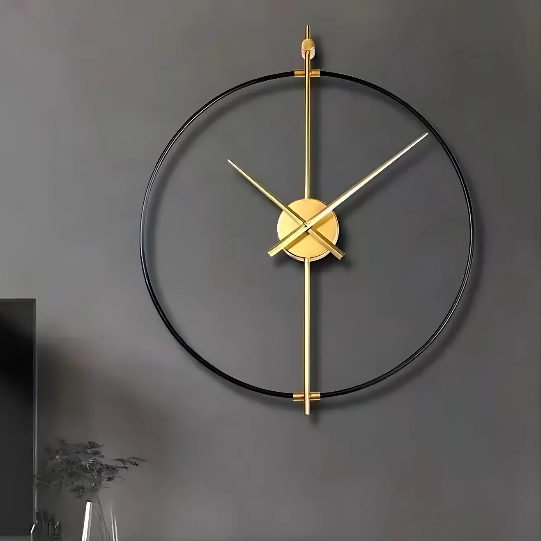 Iron Frame Vintage Style Wall Clock Black Gold Silent | Marvenco