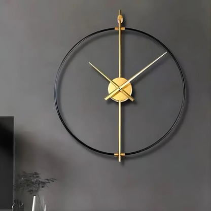 Iron Frame Vintage Style Wall Clock Black Gold Silent | Marvenco