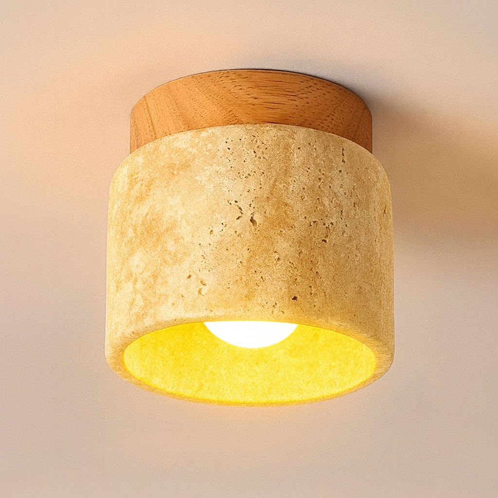 Japandi Marble Wood Ceiling Light Fixture | Lumiora