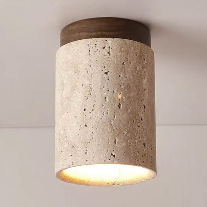 Japandi Marble Wood Ceiling Light Fixture | Lumiora