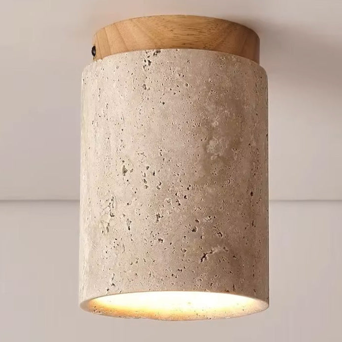 Japandi Marble Wood Ceiling Light Fixture | Lumiora