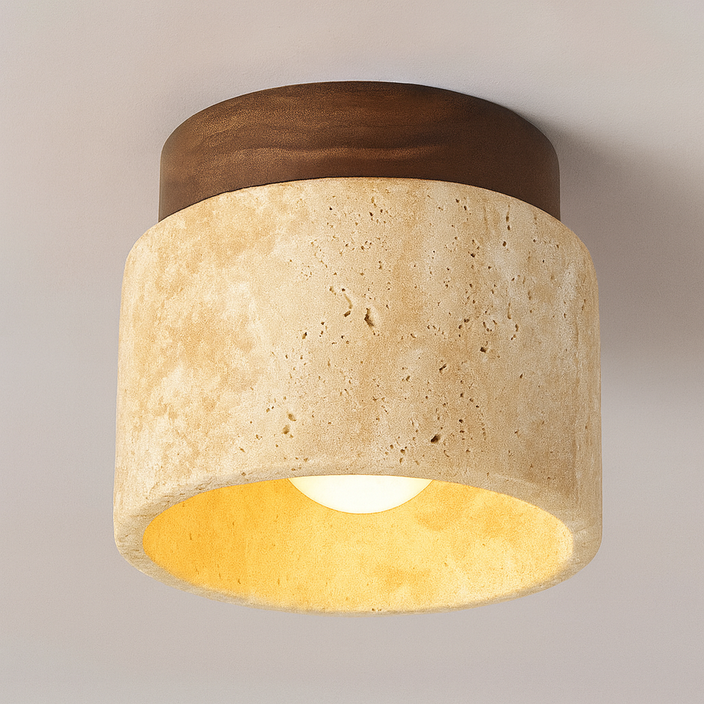 Japandi Marble Wood Ceiling Light Fixture | Lumiora
