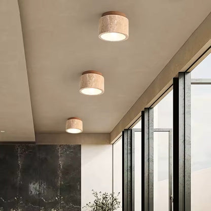 Japandi Marble Wood Ceiling Light Fixture | Lumiora