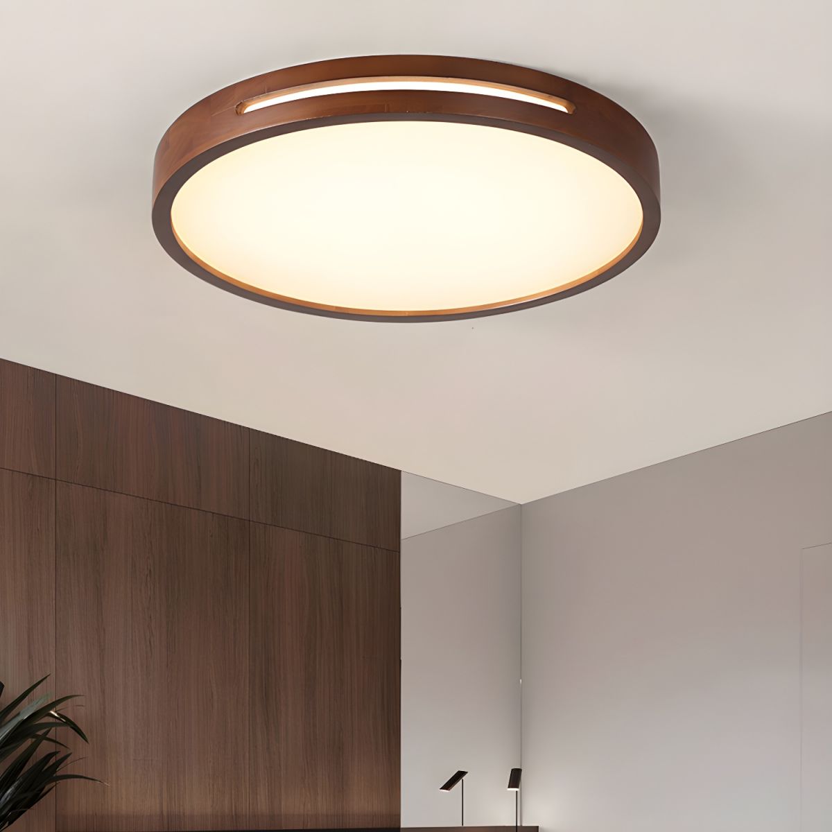 Japanese Wood LED Flush Ceiling Light | Lumzor