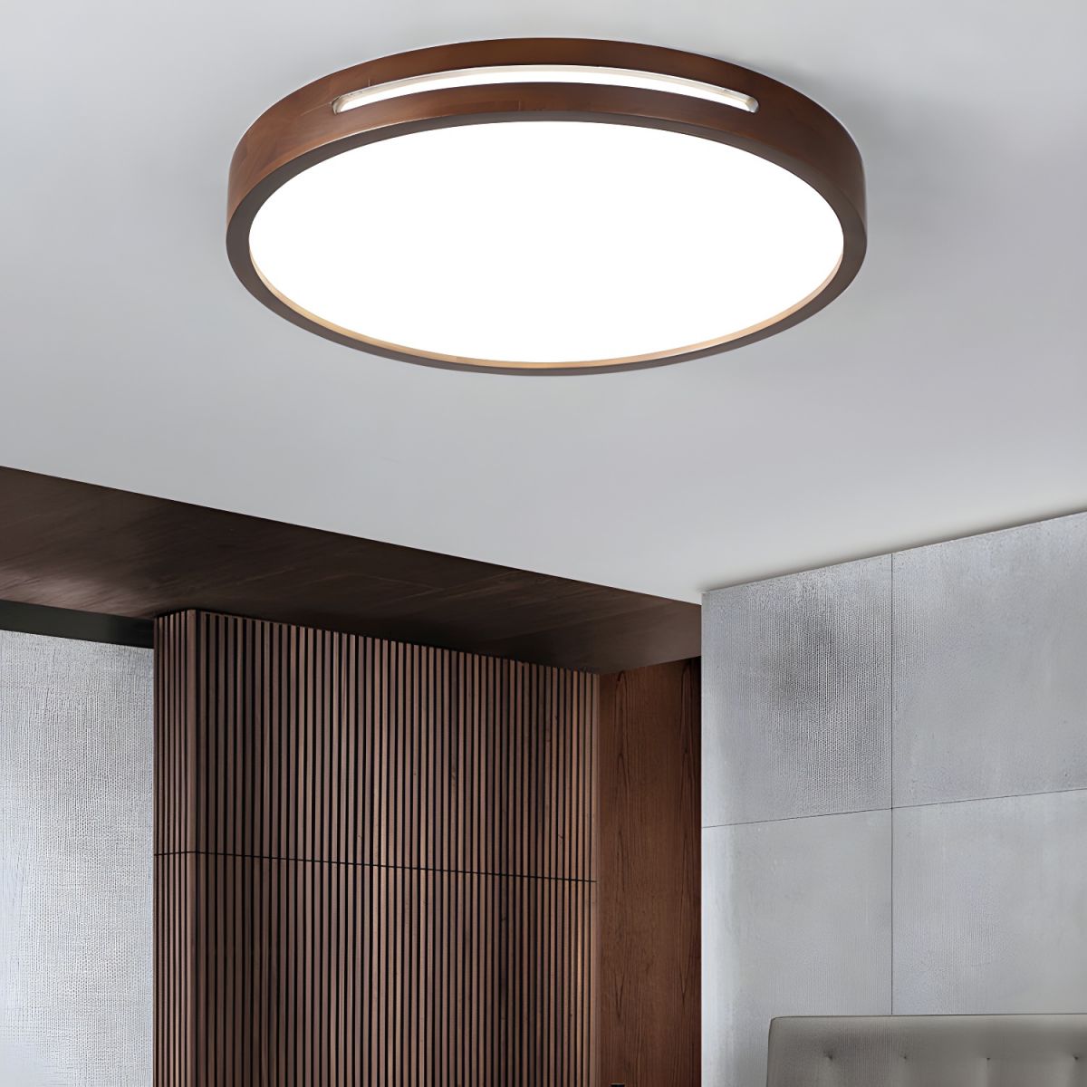 Japanese Wood LED Flush Ceiling Light | Lumzor
