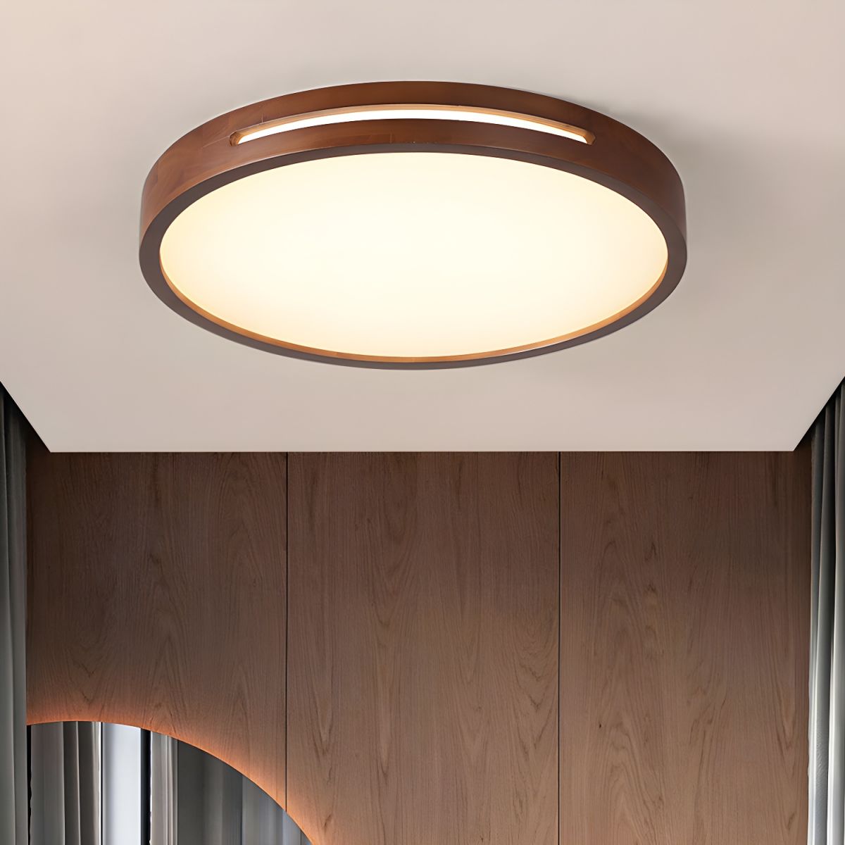 Japanese Wood LED Flush Ceiling Light | Lumzor