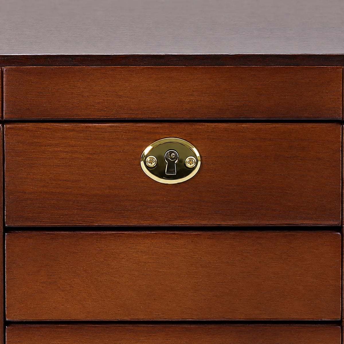 Jewelry Box with Drawers Mirror Necklace Hooks and Lock