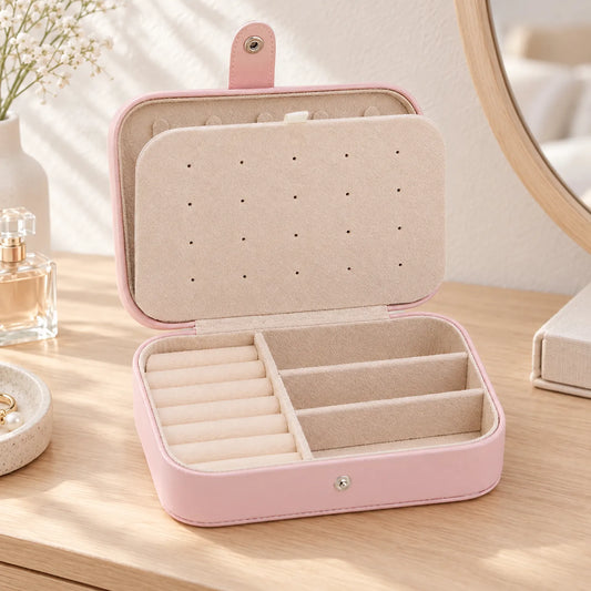 Jewelry Box with Earring Display Ring Rolls and Necklace Storage