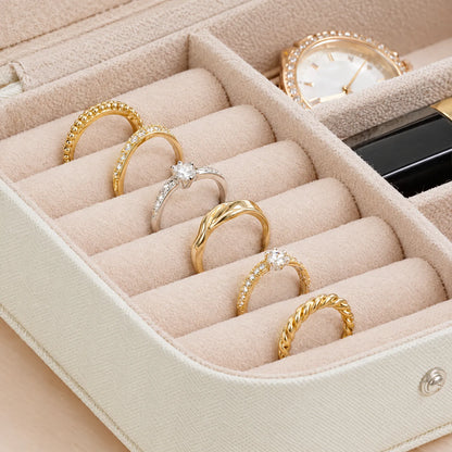 Jewelry Box with Earring Display Ring Rolls and Necklace Storage