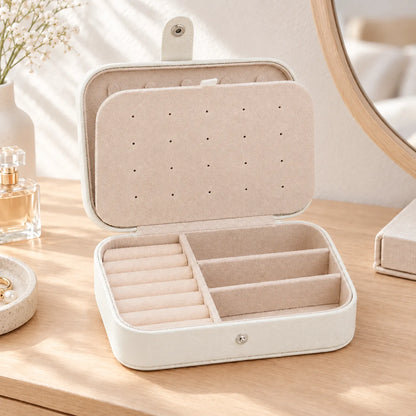 Jewelry Box with Earring Display Ring Rolls and Necklace Storage