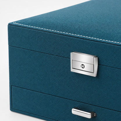 Jewelry Box with Lock Removable Tray Drawer and Necklace Storage
