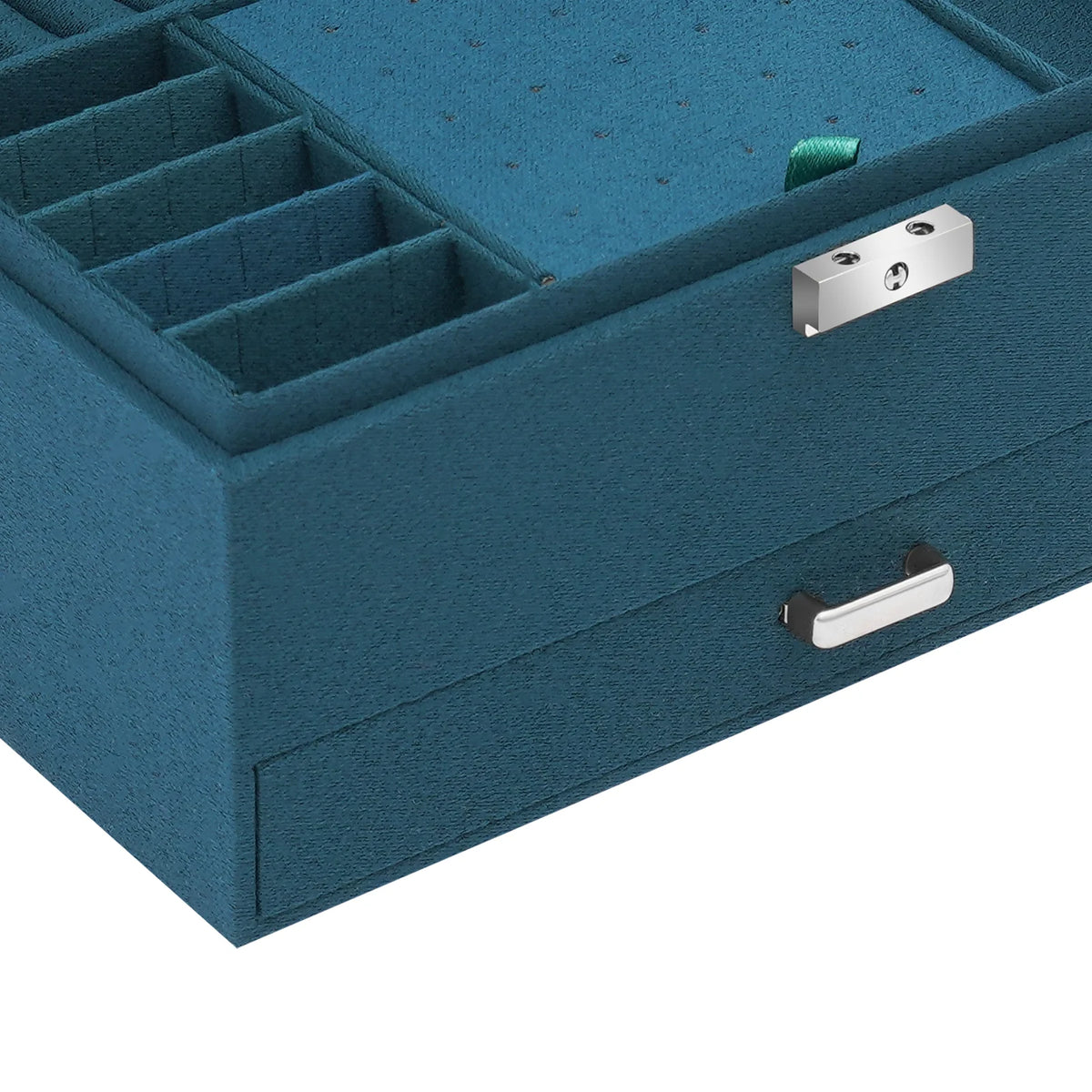 Jewelry Box with Lock Removable Tray Drawer and Necklace Storage