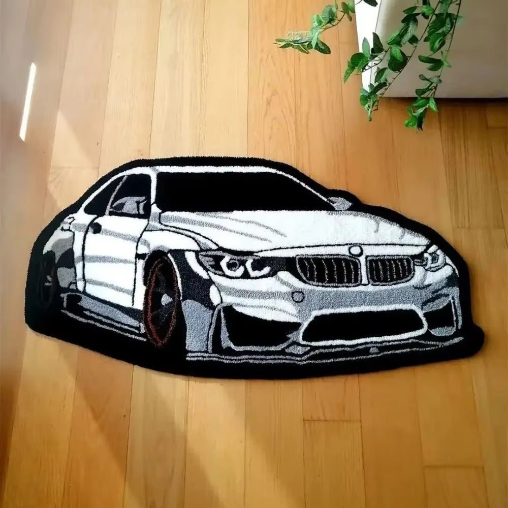 Kids Car Shaped Wool Playroom Rug Cartoon Floor Decor | Zelmio