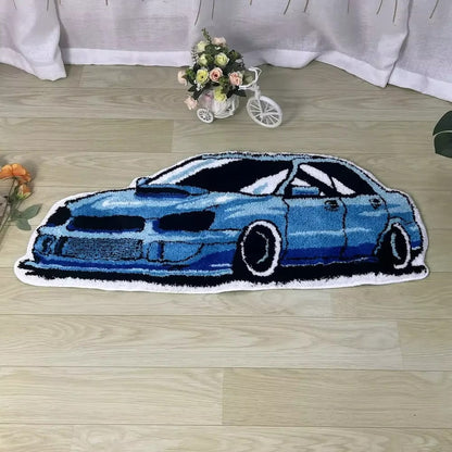 Kids Car Shaped Wool Playroom Rug Cartoon Floor Decor | Zelmio