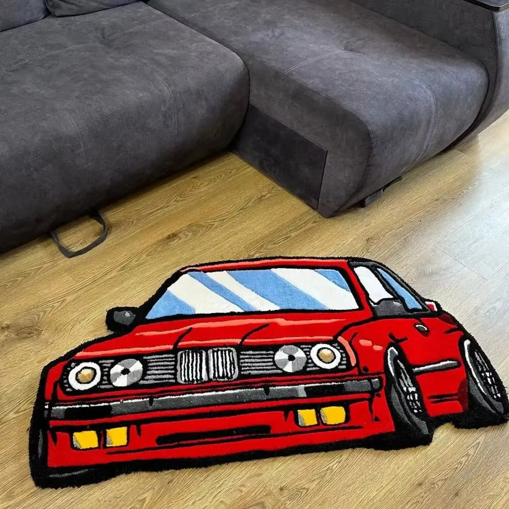 Kids Car Shaped Wool Playroom Rug Cartoon Floor Decor | Zelmio
