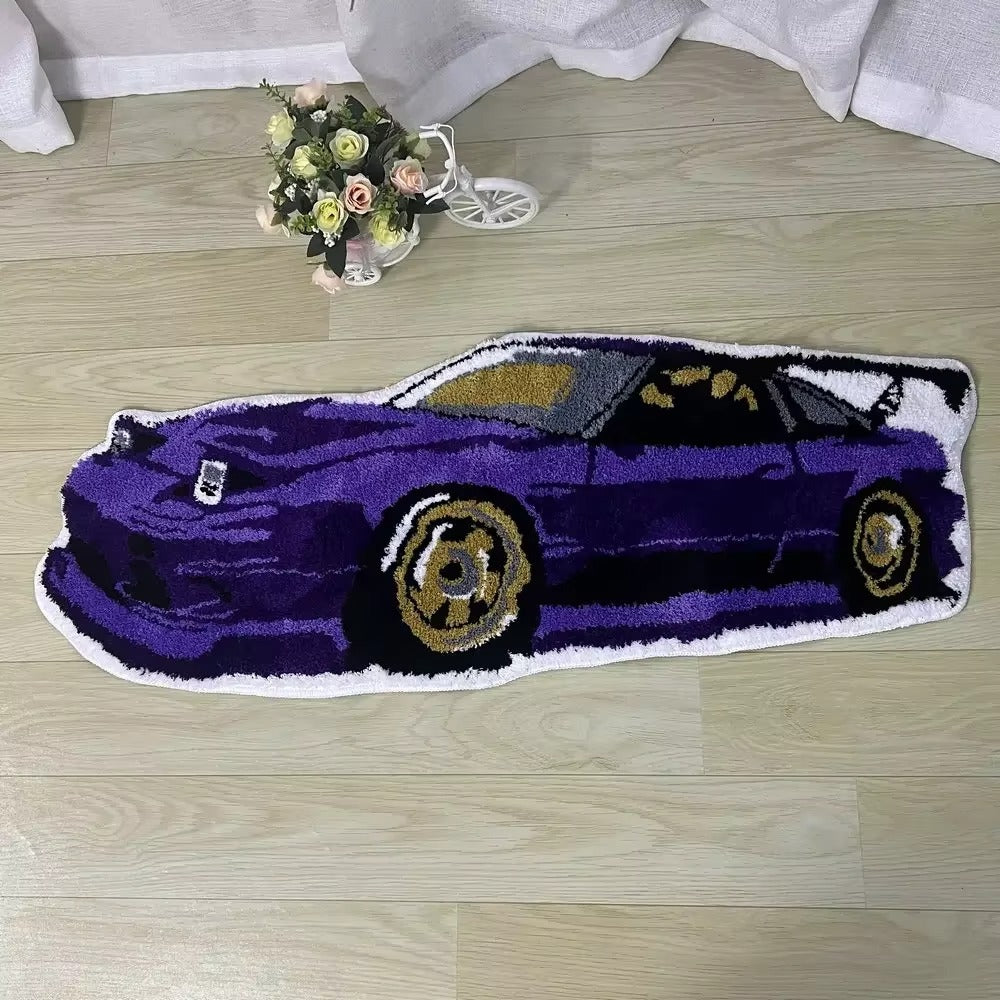 Kids Car Shaped Wool Playroom Rug Cartoon Floor Decor | Zelmio