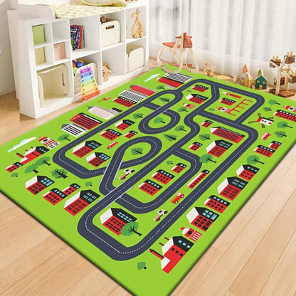 Kids City Road Traffic Map Play Mat Indoor Rug | Travico