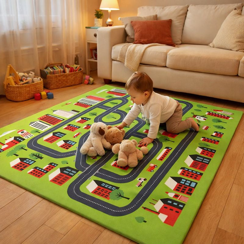 Kids City Road Traffic Map Play Mat Indoor Rug | Travico