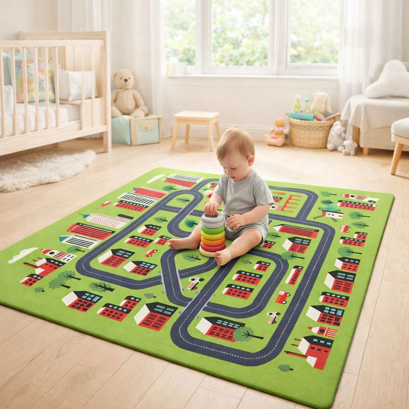 Kids City Road Traffic Map Play Mat Indoor Rug | Travico