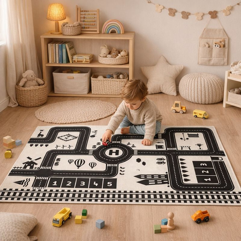 Kids City Traffic Road Map Play Mat Indoor Floor Play | Calvion