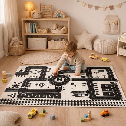 Kids City Traffic Road Map Play Mat Indoor Floor Play | Calvion