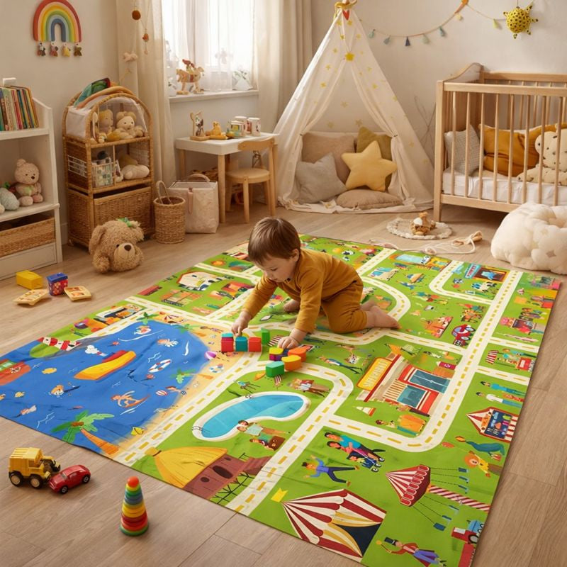Kids City Traffic Road Play Mat Rug for Indoor Playrooms | Norelic