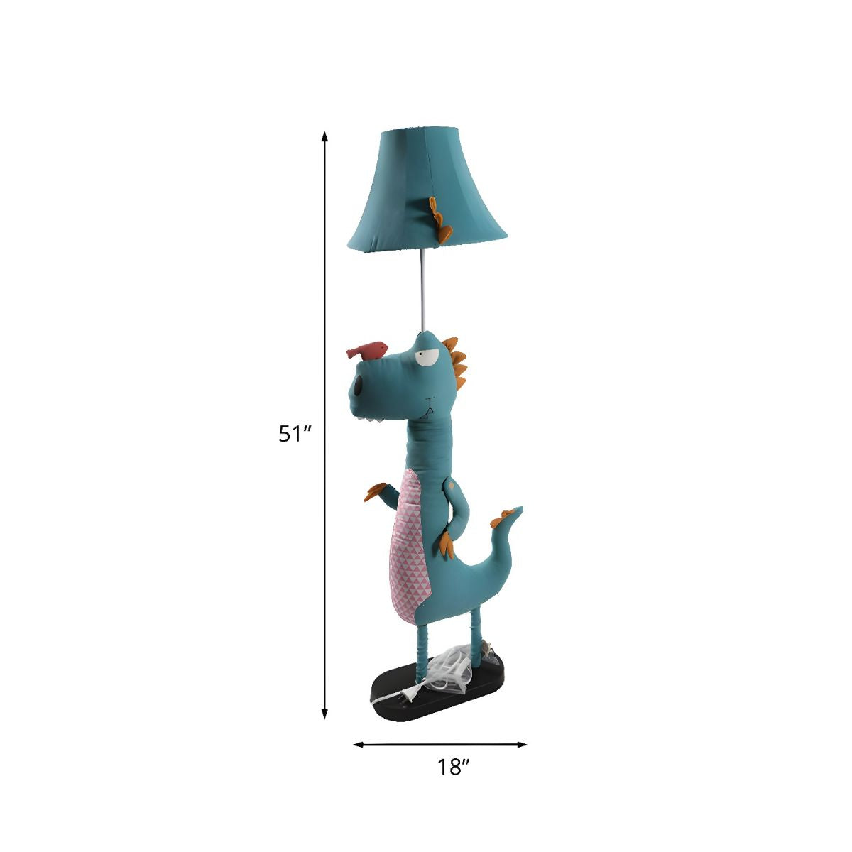 Kids Dinosaur Floor Lamp Blue Fabric Shade Standing Light | Kelvori