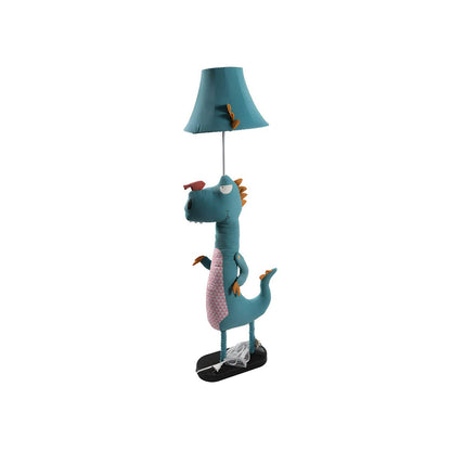 Kids Dinosaur Floor Lamp Blue Fabric Shade Standing Light | Kelvori