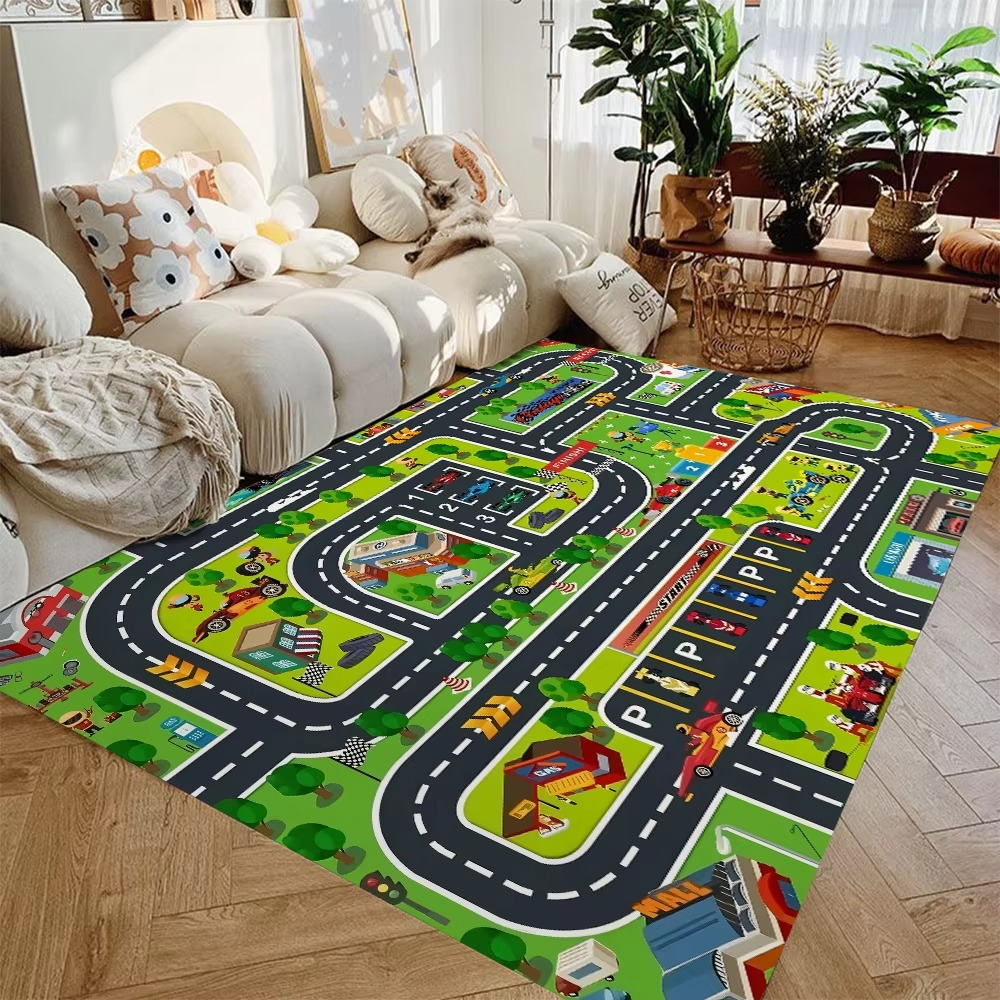 Kids Traffic Road Play Mat Rug City Layout Design | Luventa