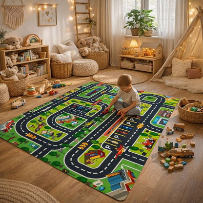 Kids Traffic Road Play Mat Rug City Layout Design | Luventa