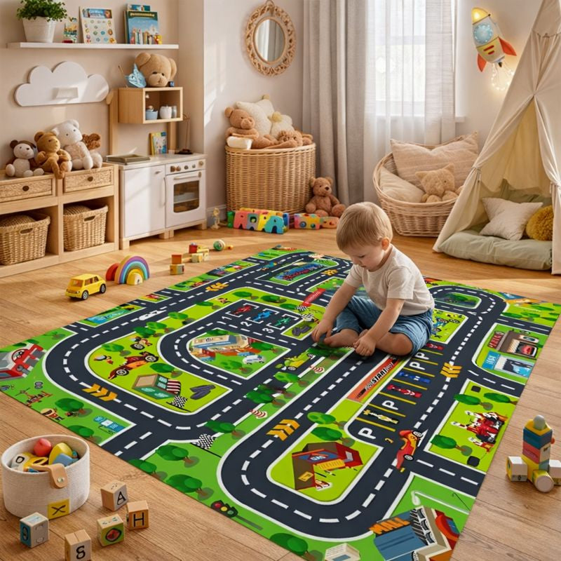 Kids Traffic Road Play Mat Rug City Layout Design | Luventa