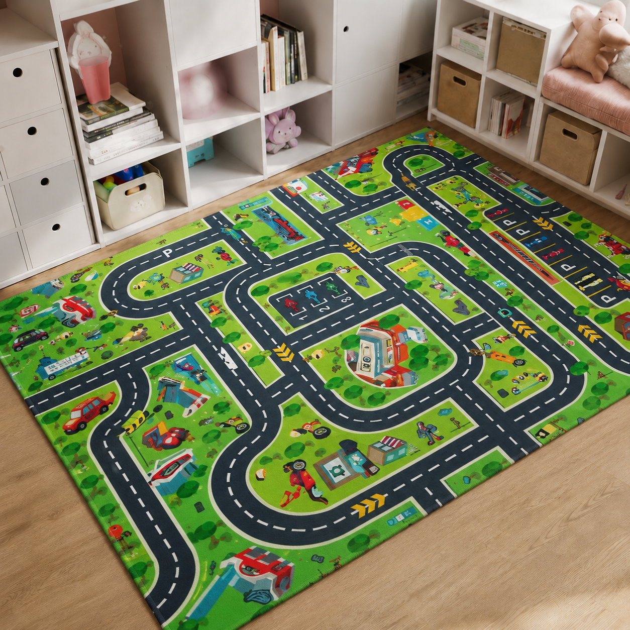 Kids Traffic Road Play Mat Rug City Layout Design | Luventa