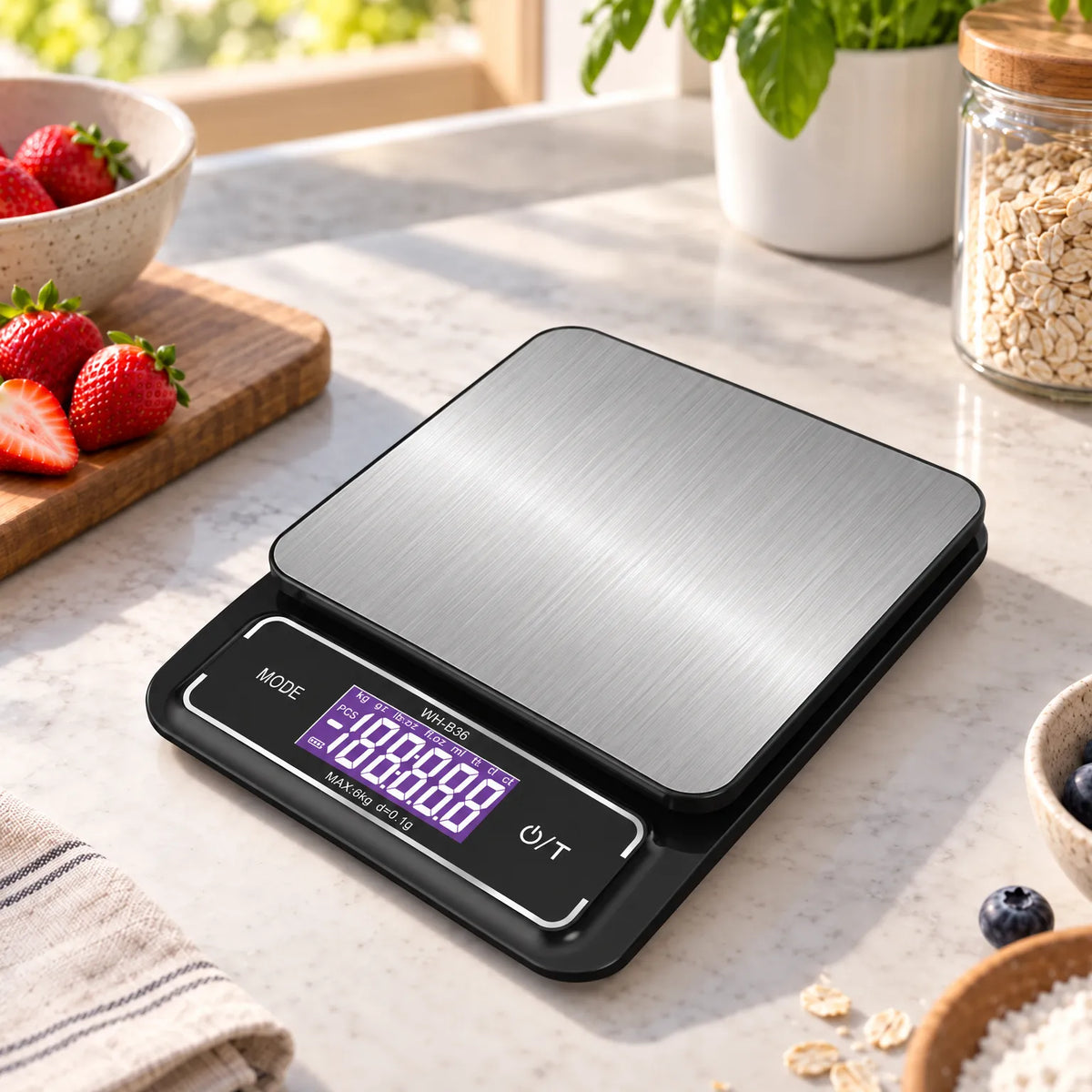 Kitchen Scale with Digital Display IP67 Waterproof Stainless Steel Design