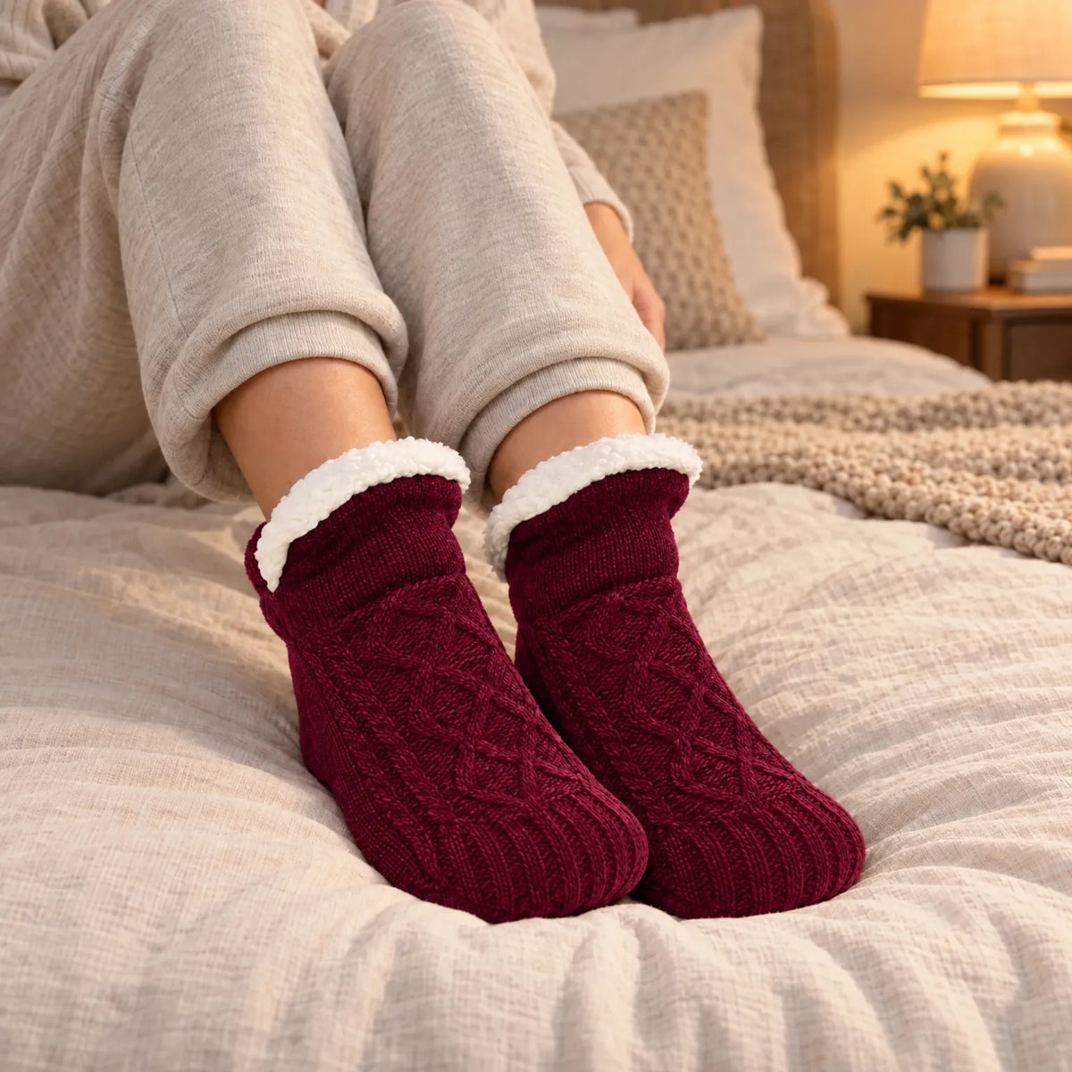 Knit Ankle Grip Socks