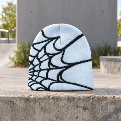 Knit Spider Web Skull Cap