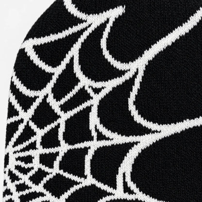 Knit Spider Web Skull Cap