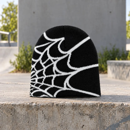 Knit Spider Web Skull Cap