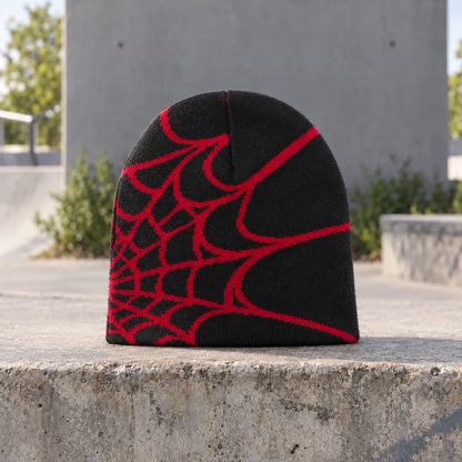 Knit Spider Web Skull Cap