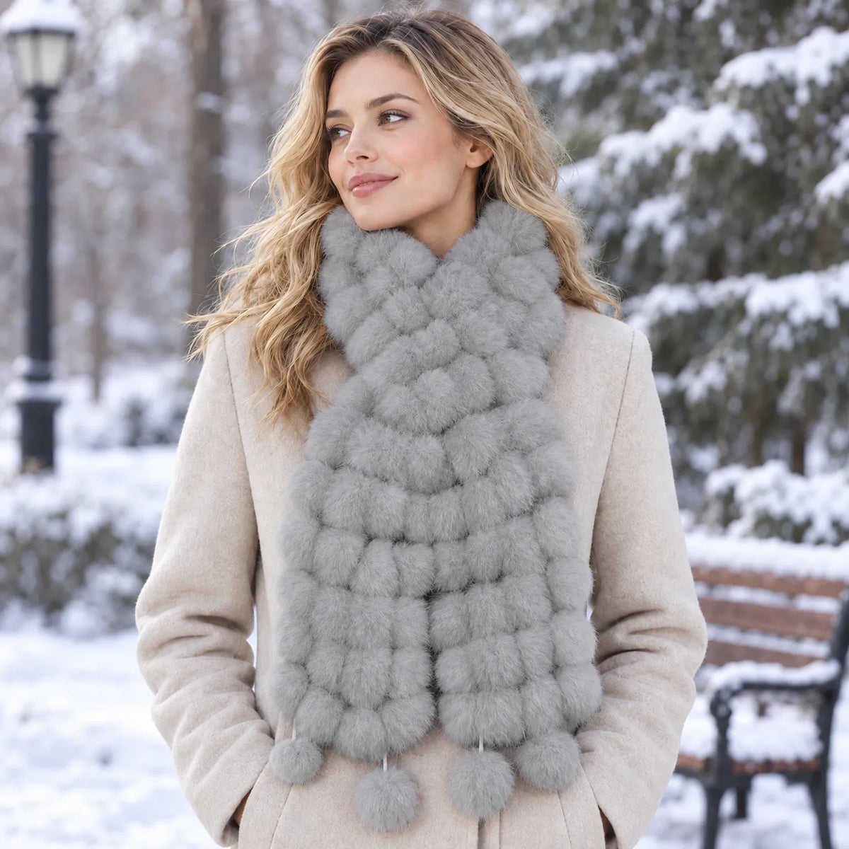 Knit Textured Winter Wrap Scarf
