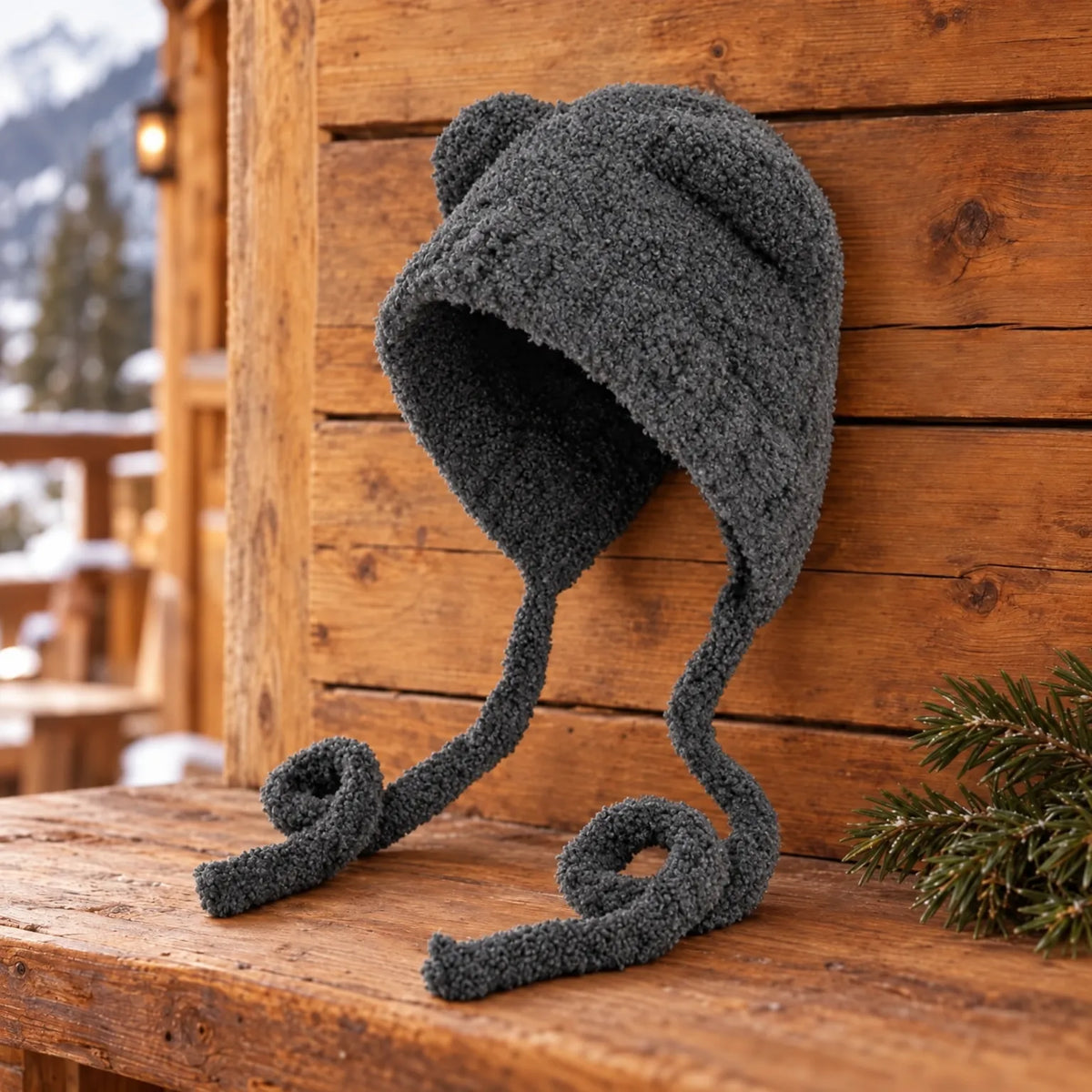 Knit Winter Beanie With Ear Flaps