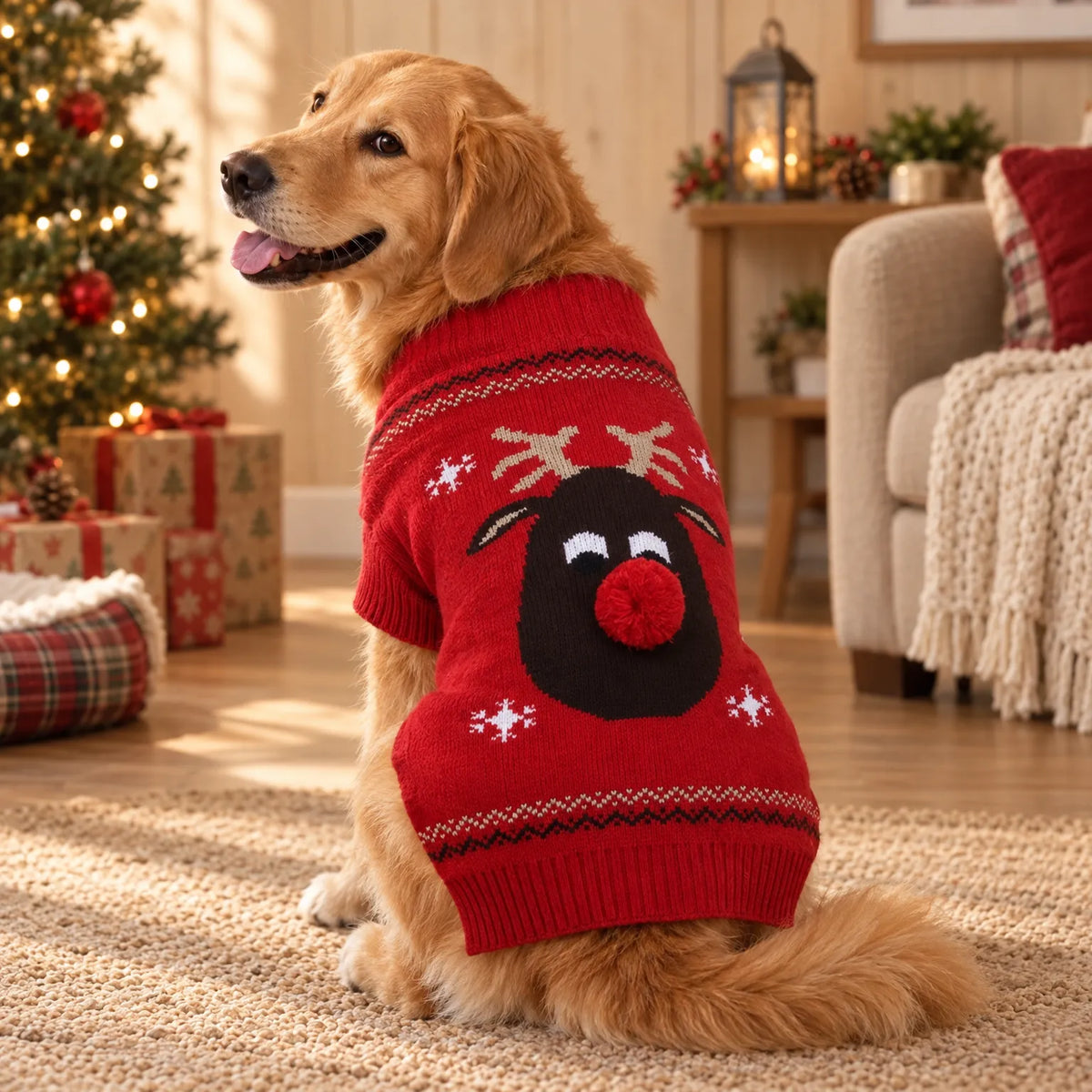 Knitted Dog Christmas Sweater Pullover