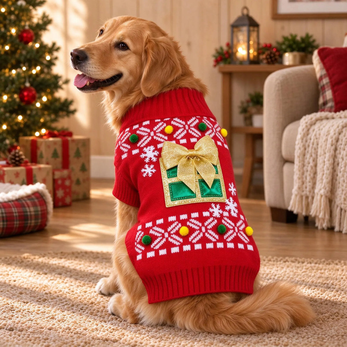 Knitted Dog Christmas Sweater Pullover