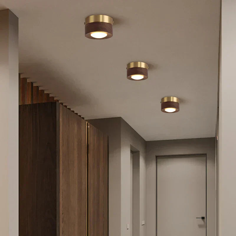 LED Ceiling Light in Walnut Wood with Spotlight | Novalum