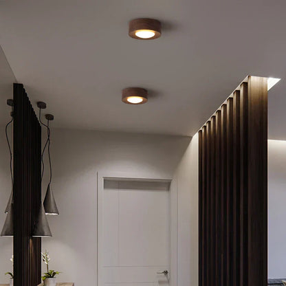 LED Ceiling Light in Walnut Wood with Spotlight | Novalum